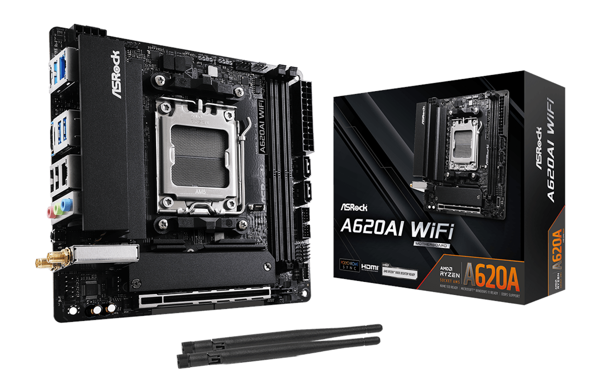 ASRock A620AI WiFi Bundkort - AMD A620A - AMD AM5 - DDR5 RAM - Mini-ITX