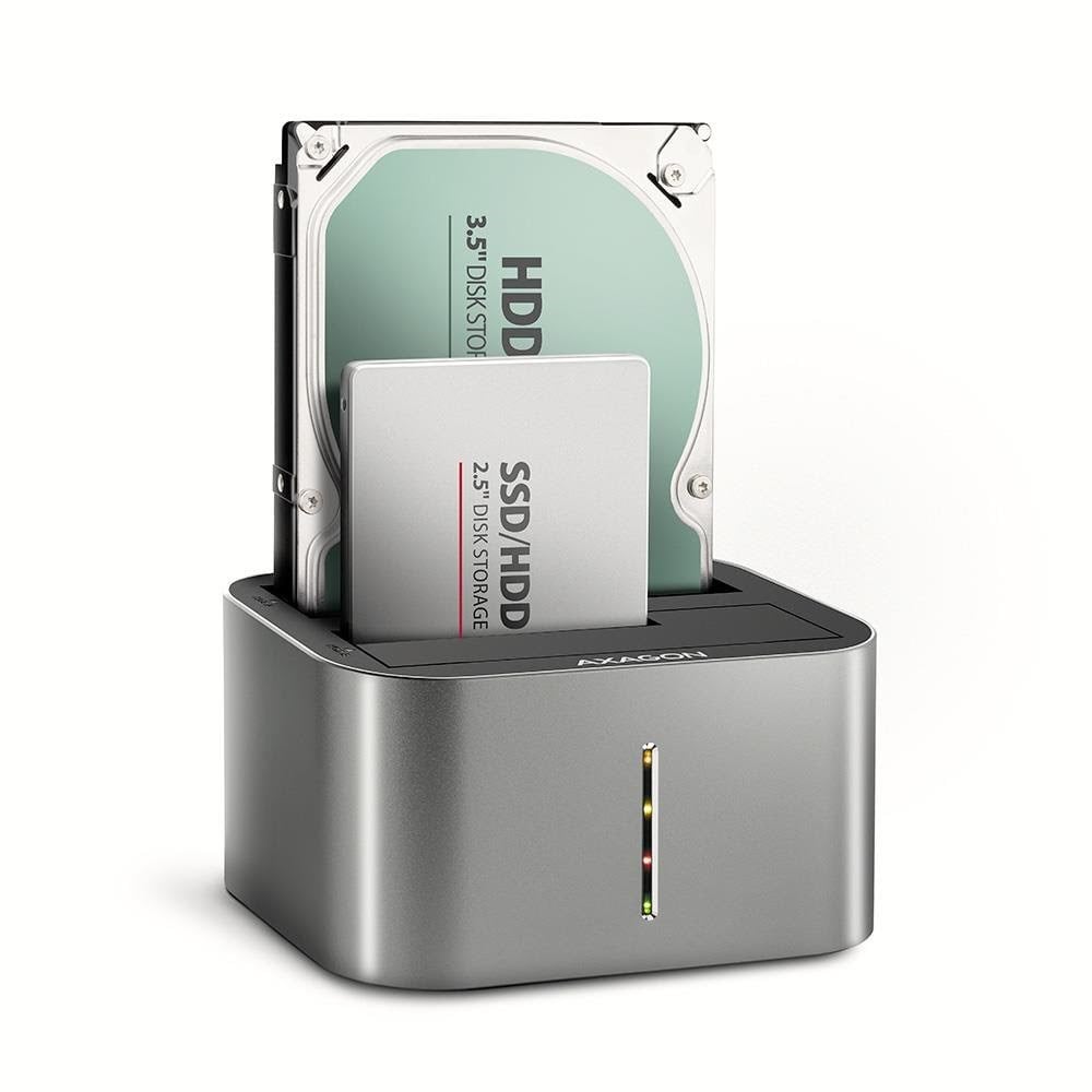 AXAGON Superpeed USB-C Dual HDD/SSD Dock med Clone Fuction Harddisk Tilbehør ADSA-DC