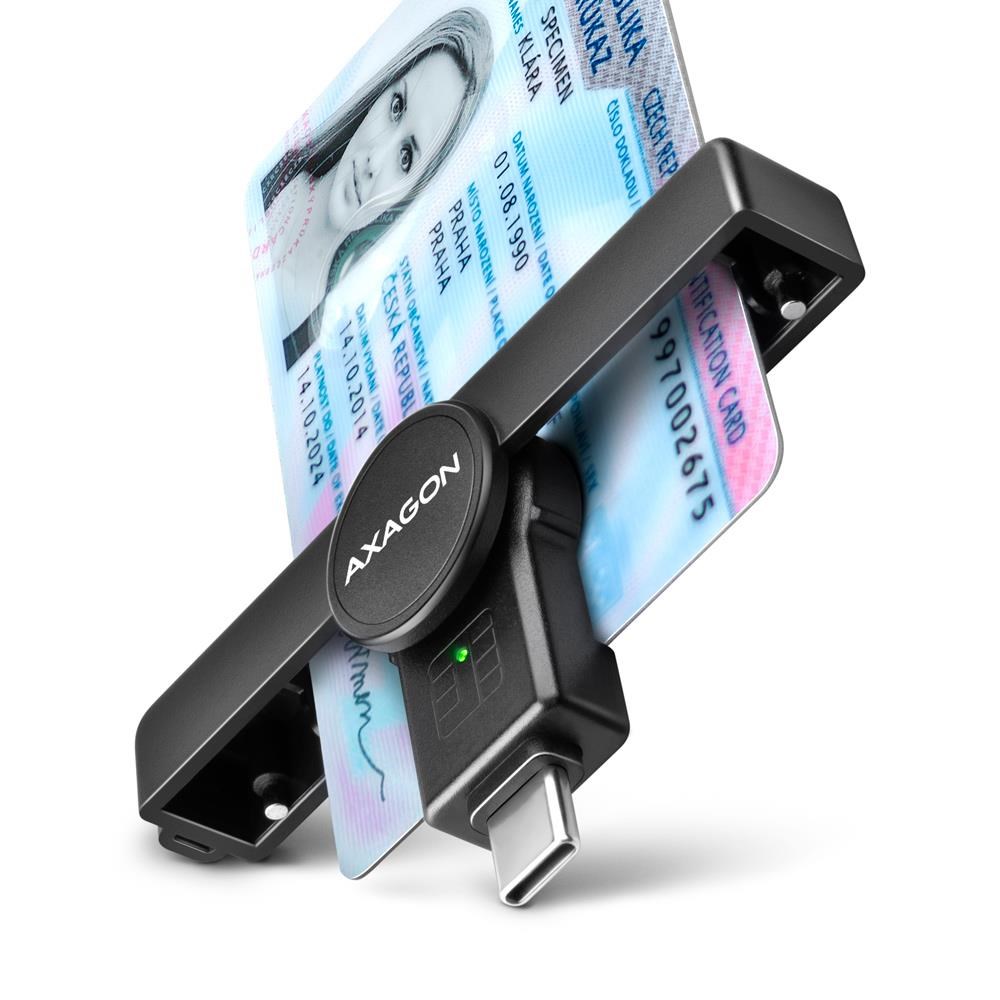 AXAGON USB-C smartkort / ID-kort-lomme-læser Kortlæser CRE-SMPC