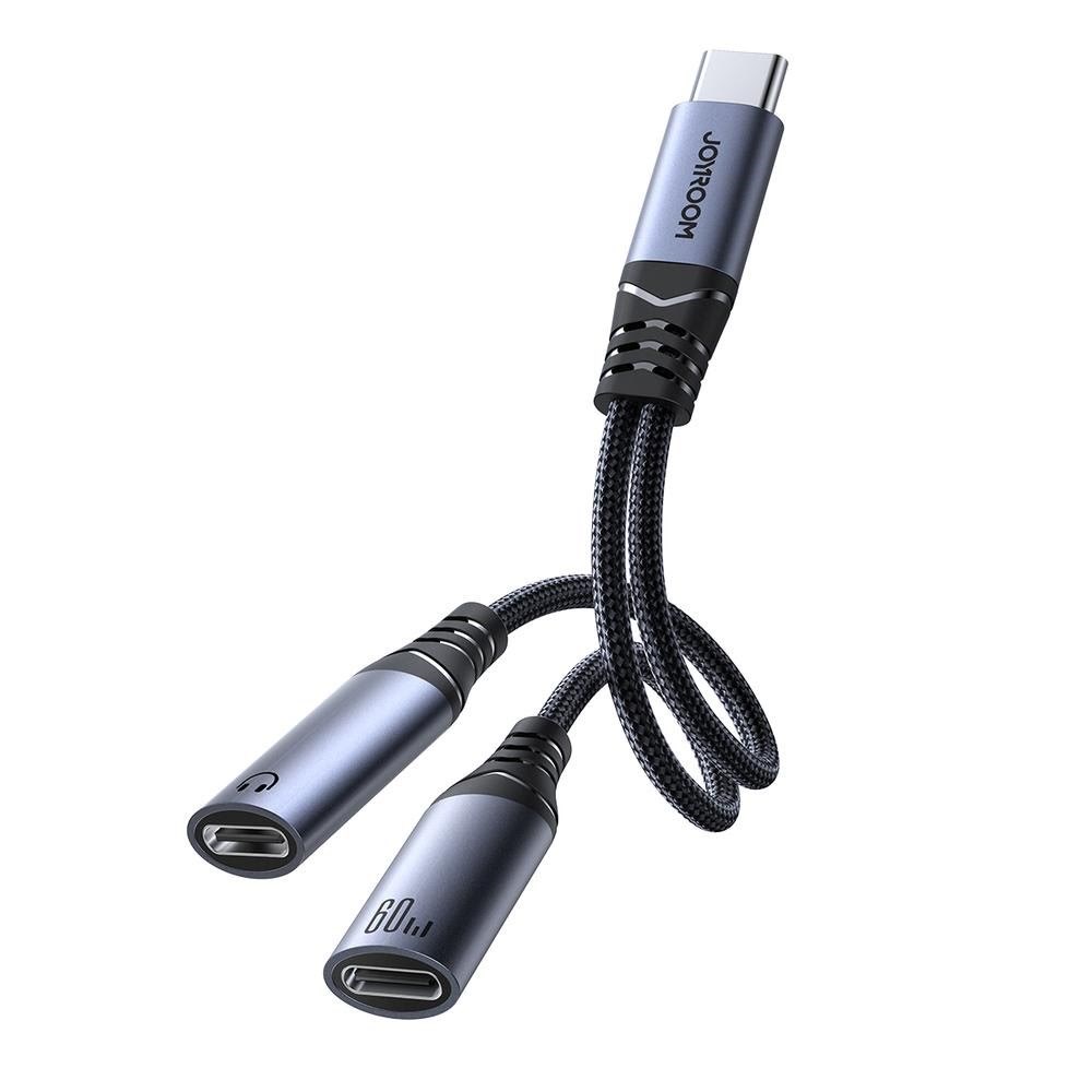 Joyroom SY-C03 USB-C to 2x USB-C 2in1 DAC adapter - black Usb Kabel Sort