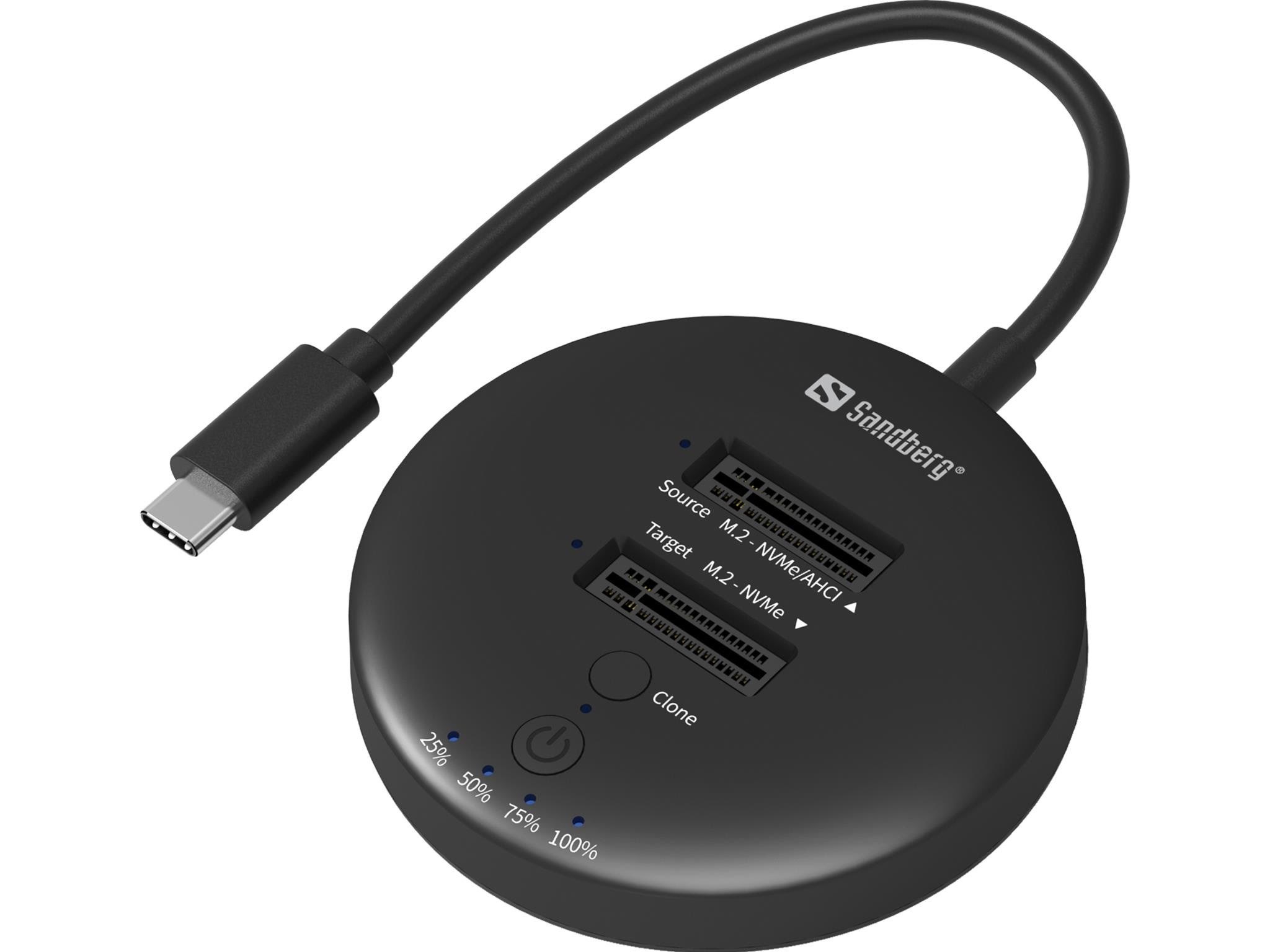 Sandberg USB3.2 Cloner Dock for NVMe M.2 SSD Harddisk Tilbehør 136-72