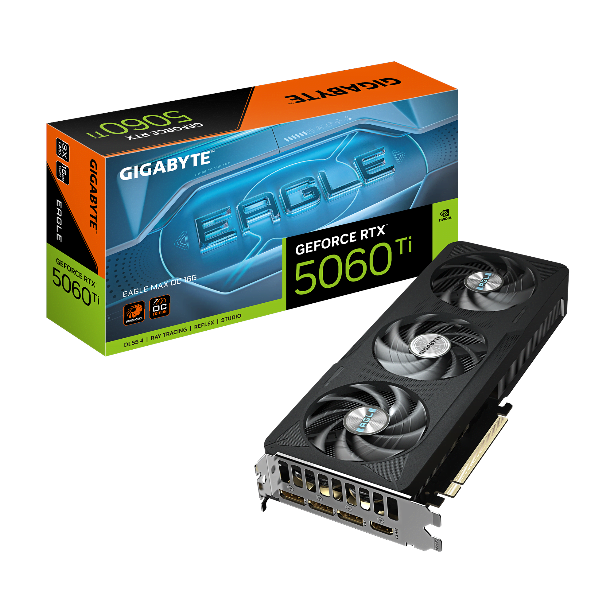 GIGABYTE GeForce RTX 5060 Ti EAGLE MAX OC - 16GB GDDR7 RAM - Grafikkort Grafikkort Sort GV-N506TEAGLEMAX OC-16GD