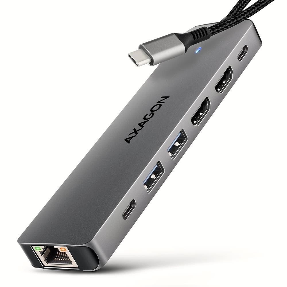 AXAGON Dual 4K Display USB-C 5 Gbps 7-i-1 HUB USB hub - USB 3.2 - 7 ports - Grå Usb Hub HMC-7HX2