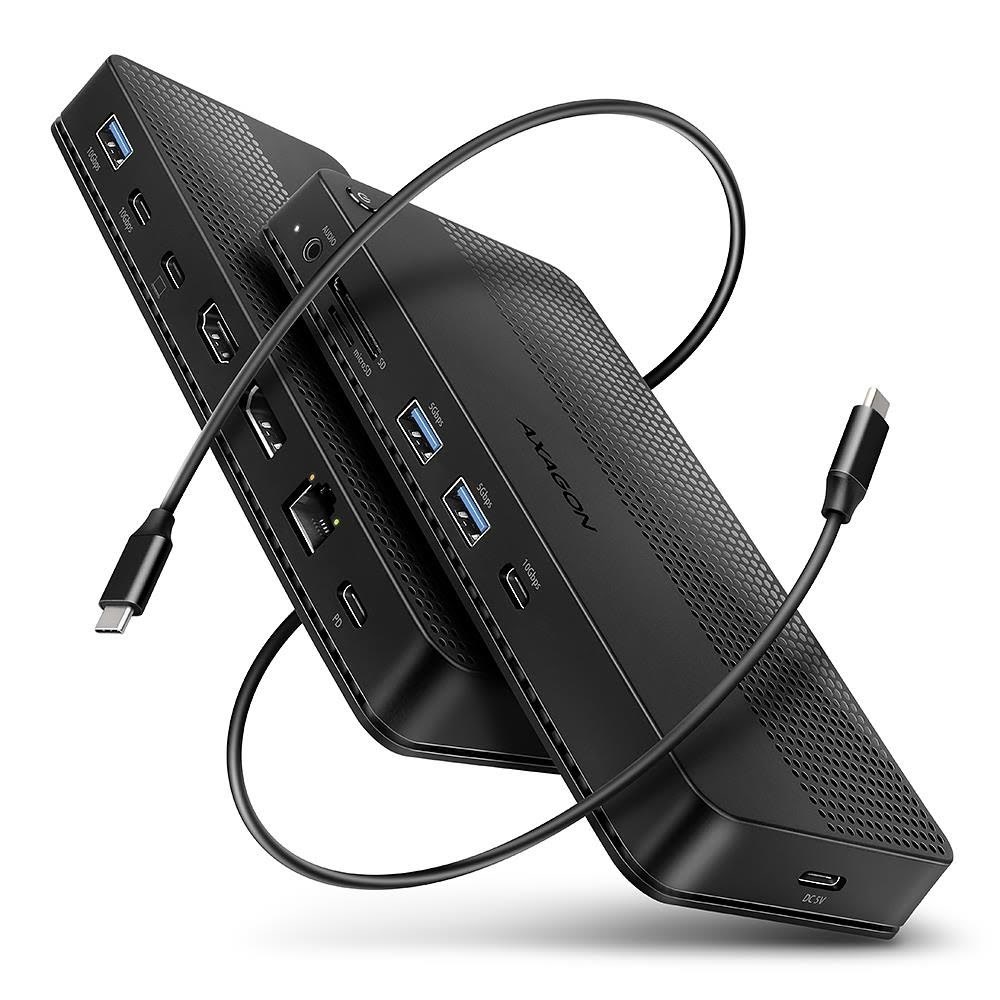AXAGON Dual 4K Display 12-i-1 USB4 40 Gbps HUB USB hub - 12 ports - Sort