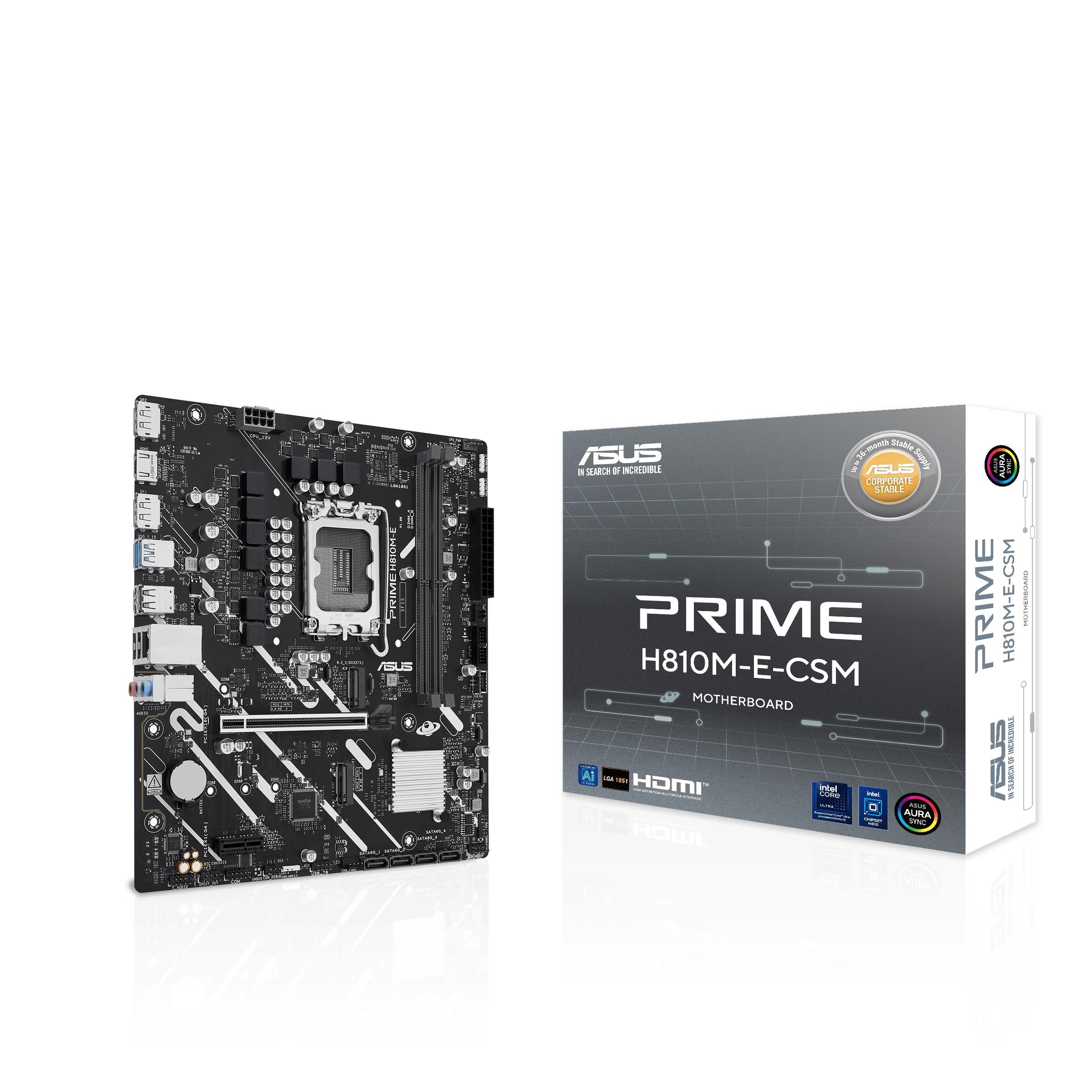 ASUS PRIME H810M-E-CSM Bundkort - Intel H810 - Intel LGA1851 - DDR5 RAM - Micro-ATX Bundkort 90MB1N20-M0EAYC