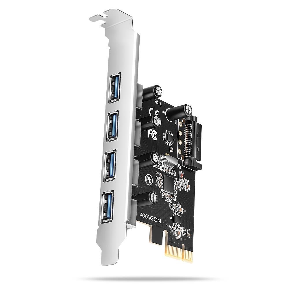 AXAGON 4 × USB-A 5 Gbps eksterne porte PCIe-kort Controller PCEU-430RS