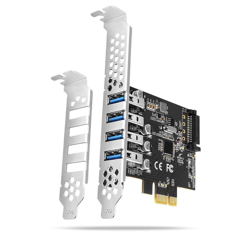 AXAGON SuperSpeed 4 × USB-A 5 Gbps eksterne porte PCIe-kort Controller PCEU-43RS
