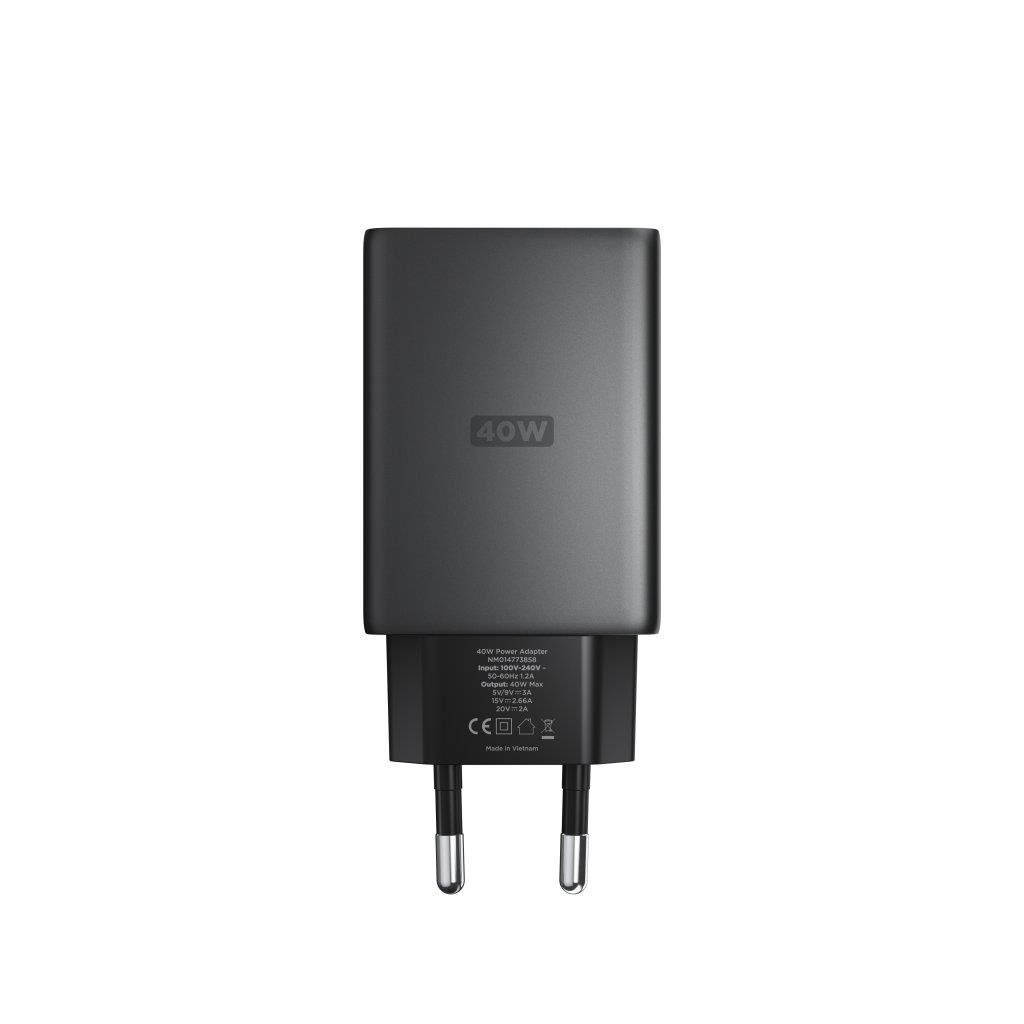 Nomad AC Adapter - 40W | Slim | Carbide | EU Mobil Oplader NM014773858