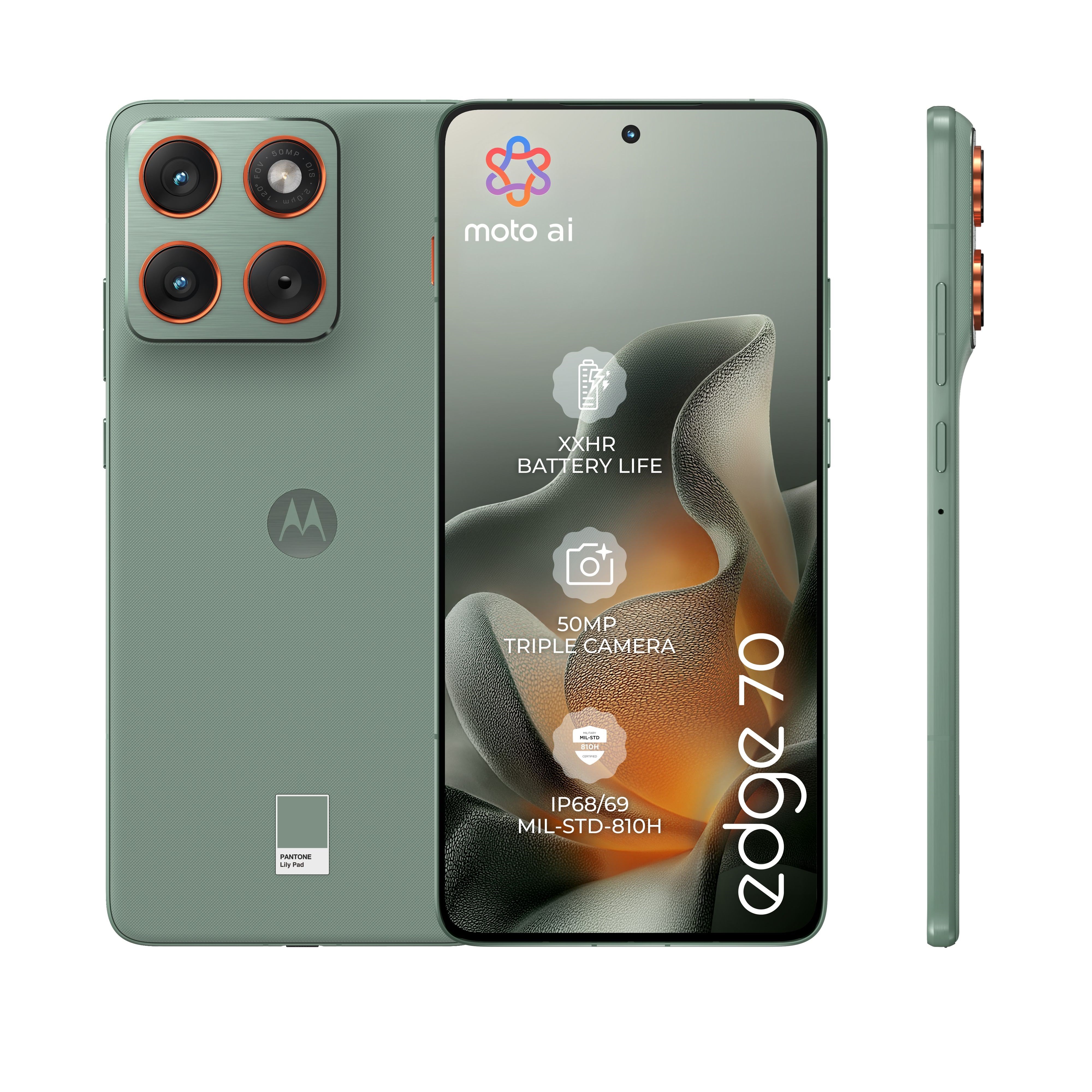 Motorola edge 70 512GB/12GB - PANTONE Lily Pad Mobiltelefon Grøn PBA50023SE