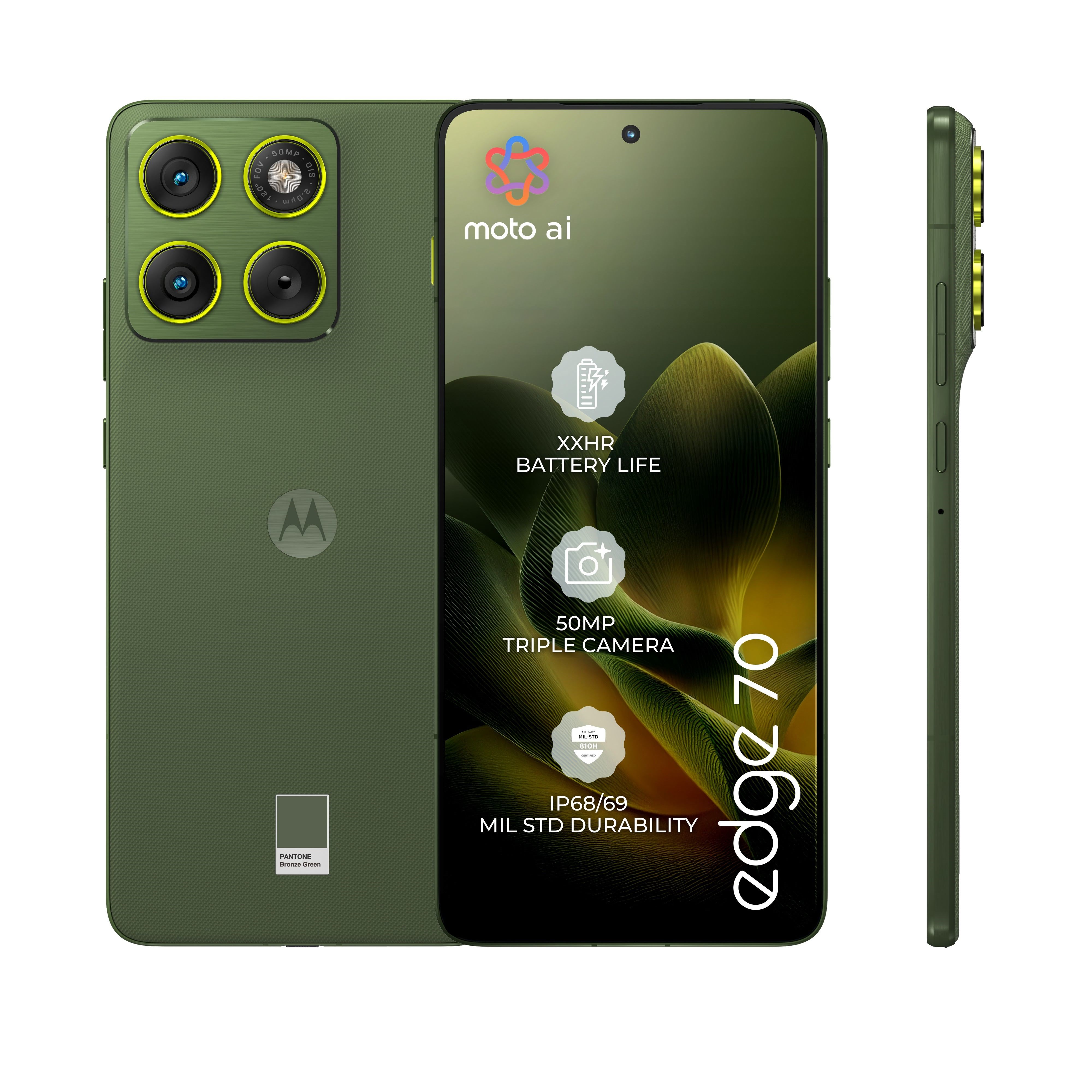Motorola edge 70 512GB/12GB - PANTONE Bronze Green Mobiltelefon Grøn PBA50033SE