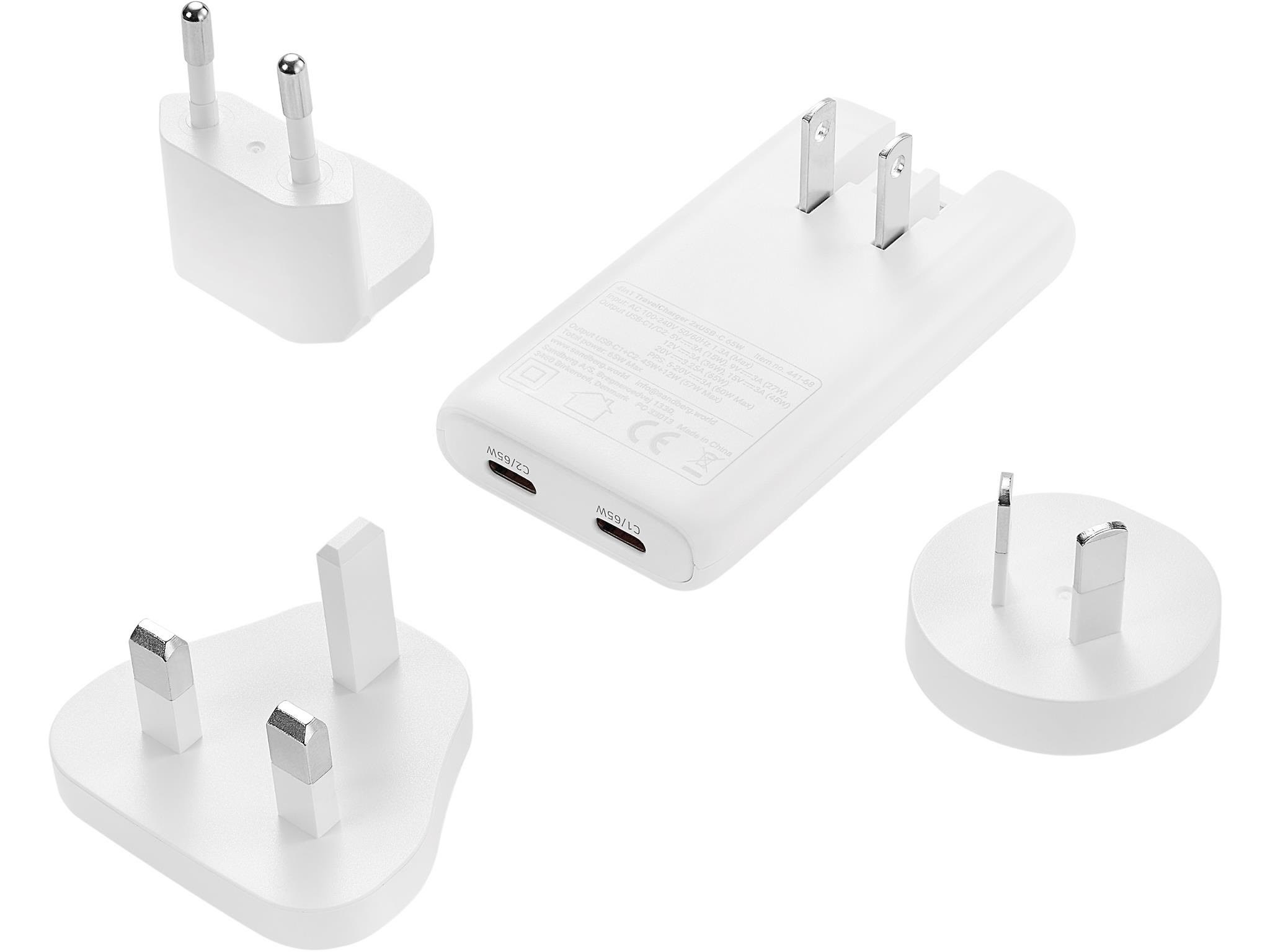 Sandberg 4in1 TravelCharger 2xUSB-C 65W Mobil Oplader 441-68