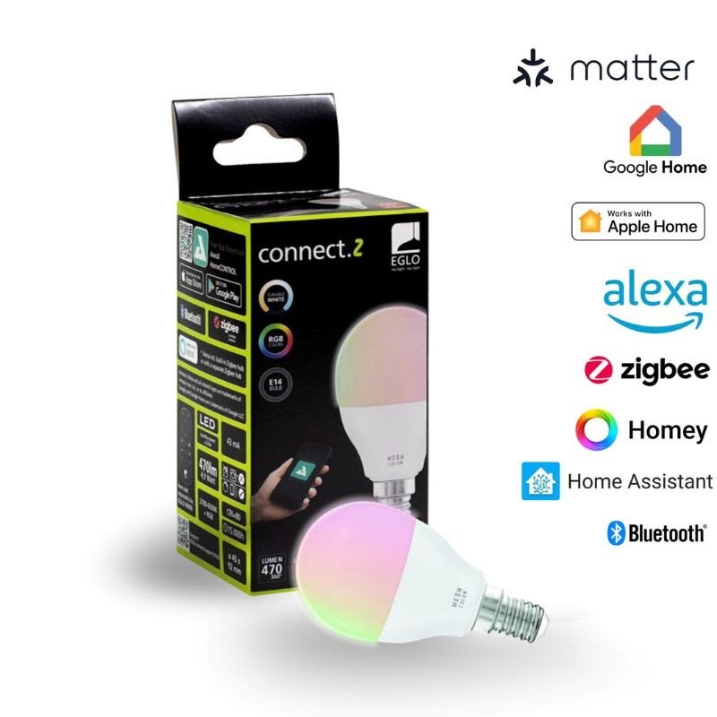 EGLO CONNECT.Z E14 P45 opal SMART pære M/FARVER(RGB) OG TUNABLE WHITE Smart Home 110395