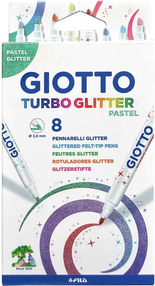 Giotto Turbo Glitter tusser 8 stk.PASTEL Hobby Artikler 426300