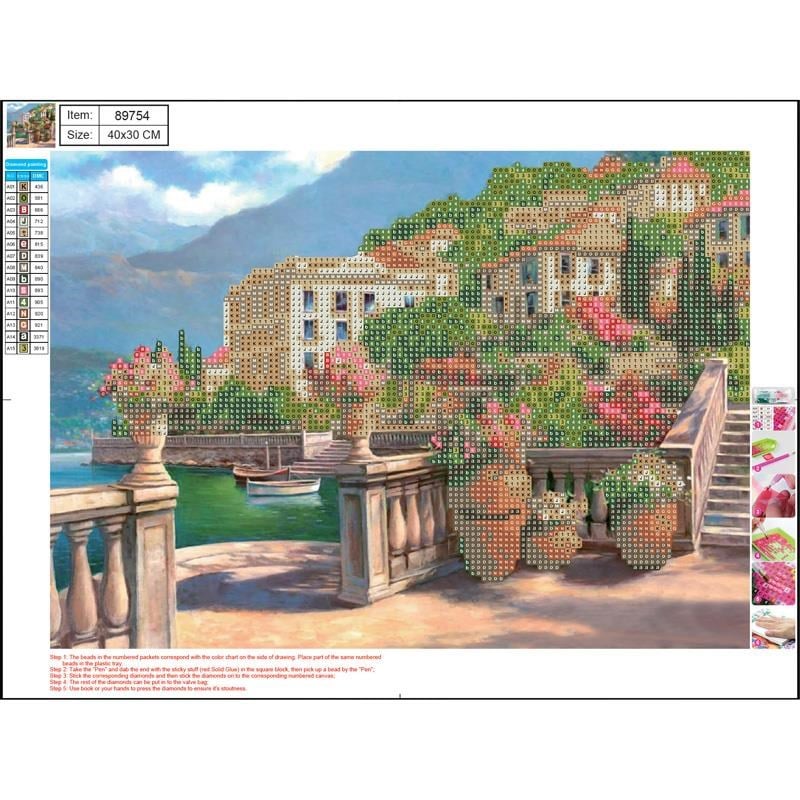 CENTRUM Diamond Painting 30*40cm. Søbred m. huse Hobby Artikler 89754