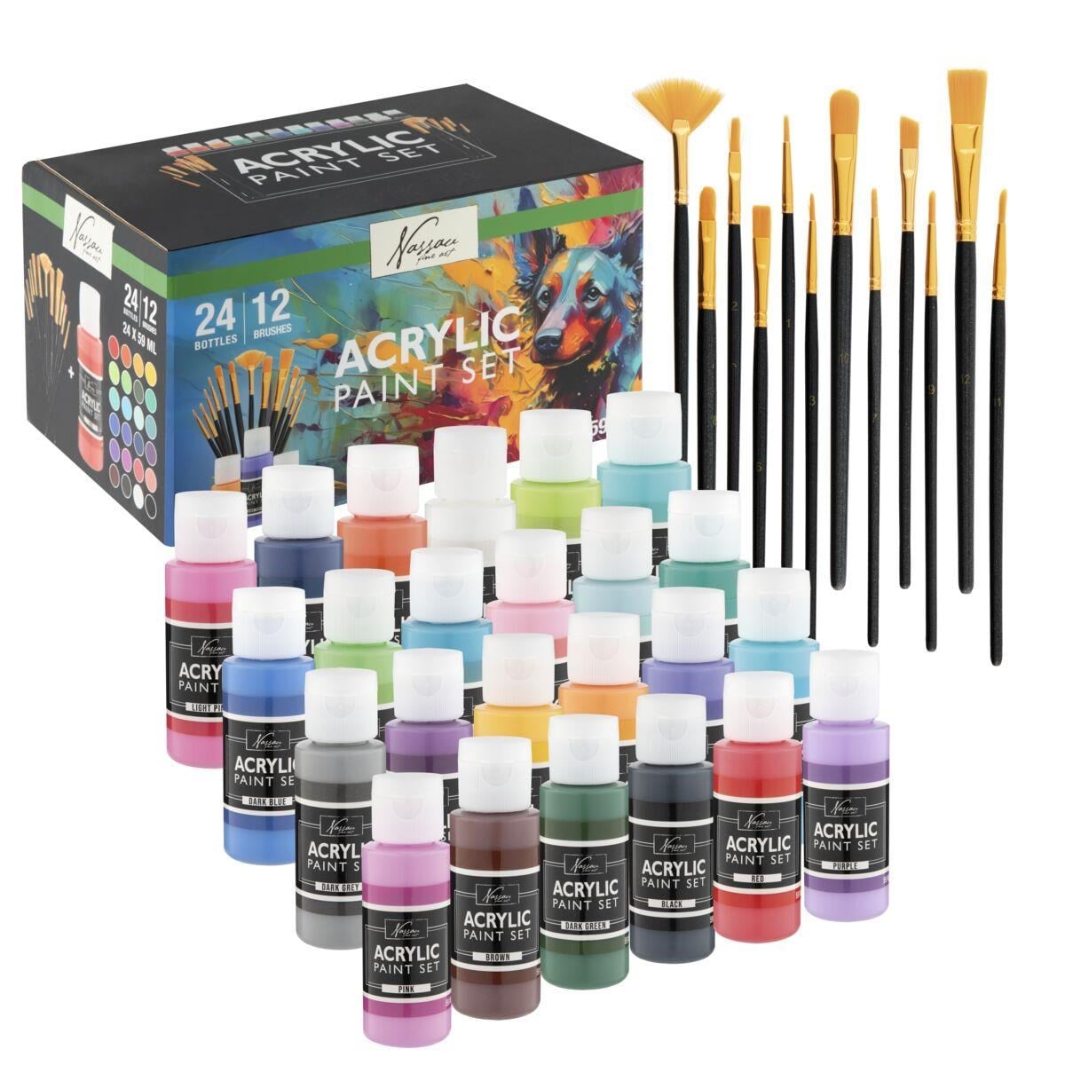 Creative Craft Group Acryl maling. 24 x 59ml. + 12 pensler Hobby Artikler AR0765/GE