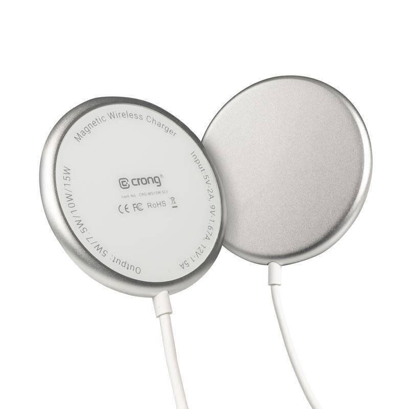 CRONG MagSpot Wireless Charger - Aluminum MagSafe 15W Inductive Charger (Silver White) Mobil Oplader CRG-MS15W-SLV