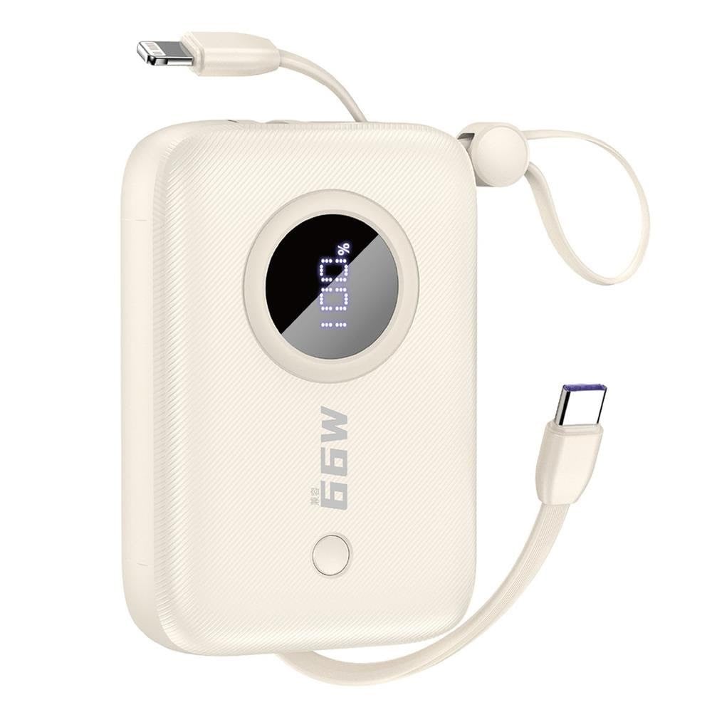 Dudao K14 10000mAh power bank with USB-C / Lightning cables - beige - 10000 mAh