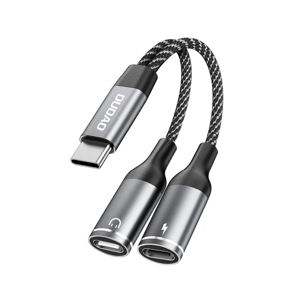Dudao L13C+ 2in1 USB-C Adapter - Gray Usb Kabel Grå 6976625332823