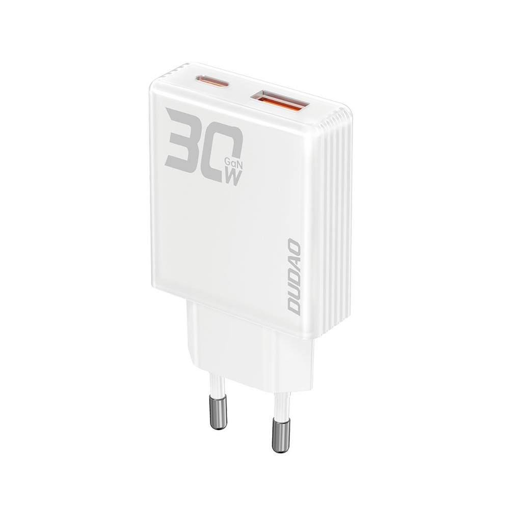 Dudao GaN A30EU 30W USB-A / USB-C Wall Charger - White Mobil Oplader 6976625332793