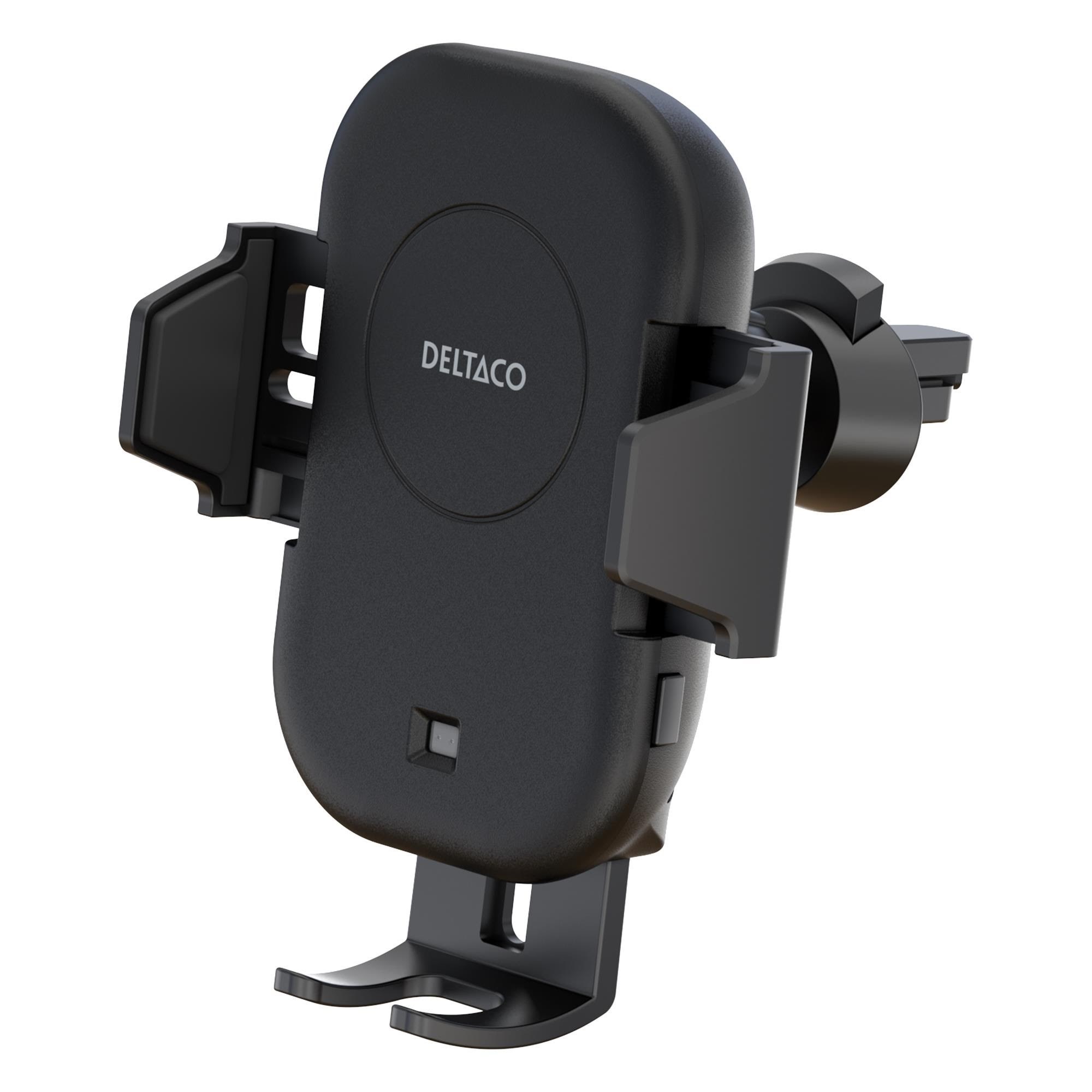Deltaco Wireless car charger | 15 W | automatic open and close | dual mounts | black Mobil Oplader QI-C1001
