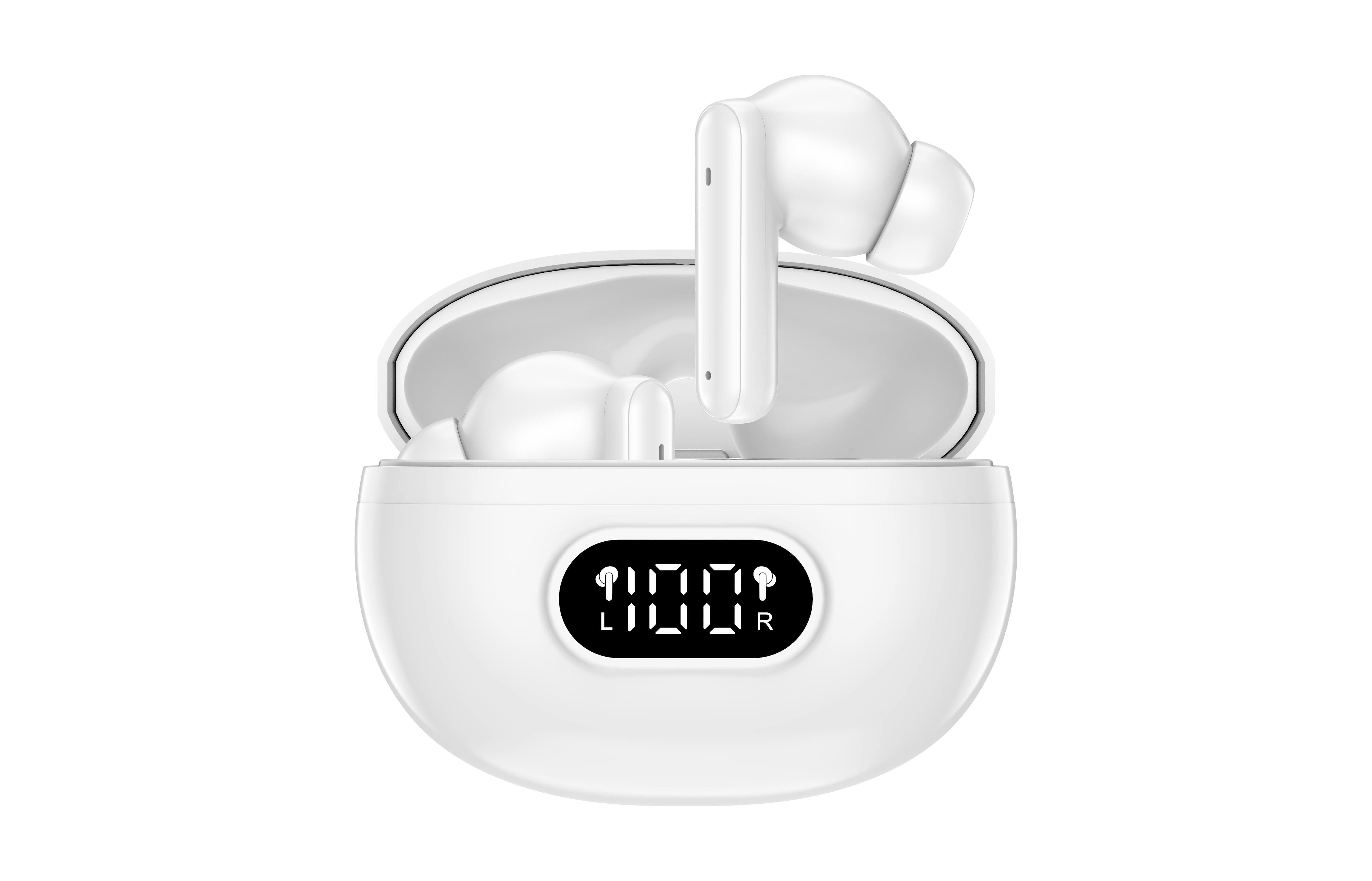 DENVER True wireless earbuds with charging case & handsfree function with ENC (4 mics) - TWE-357 Hovedtelefoner Og Headset Hvid
