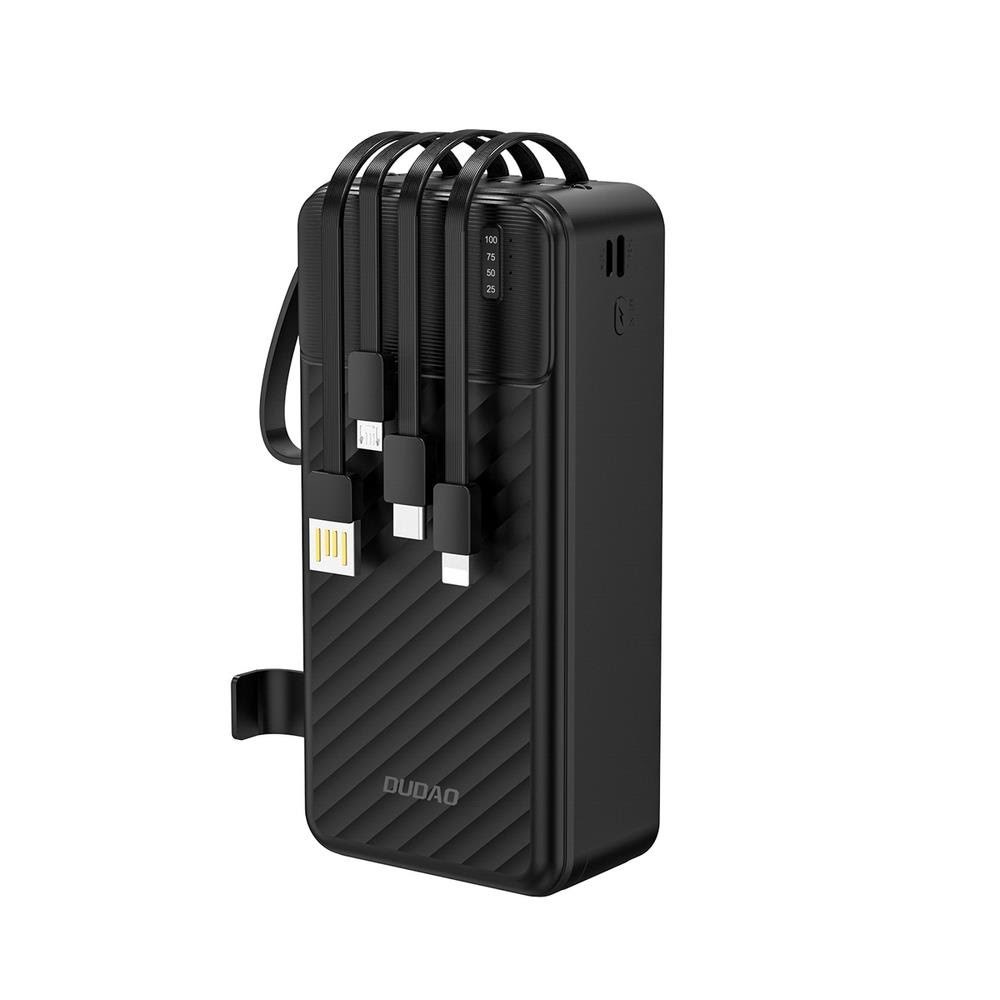 Dudao K11 Max Powerbank with Built-in Cables - 30000 mAh Powerbank Sort 6977196681914