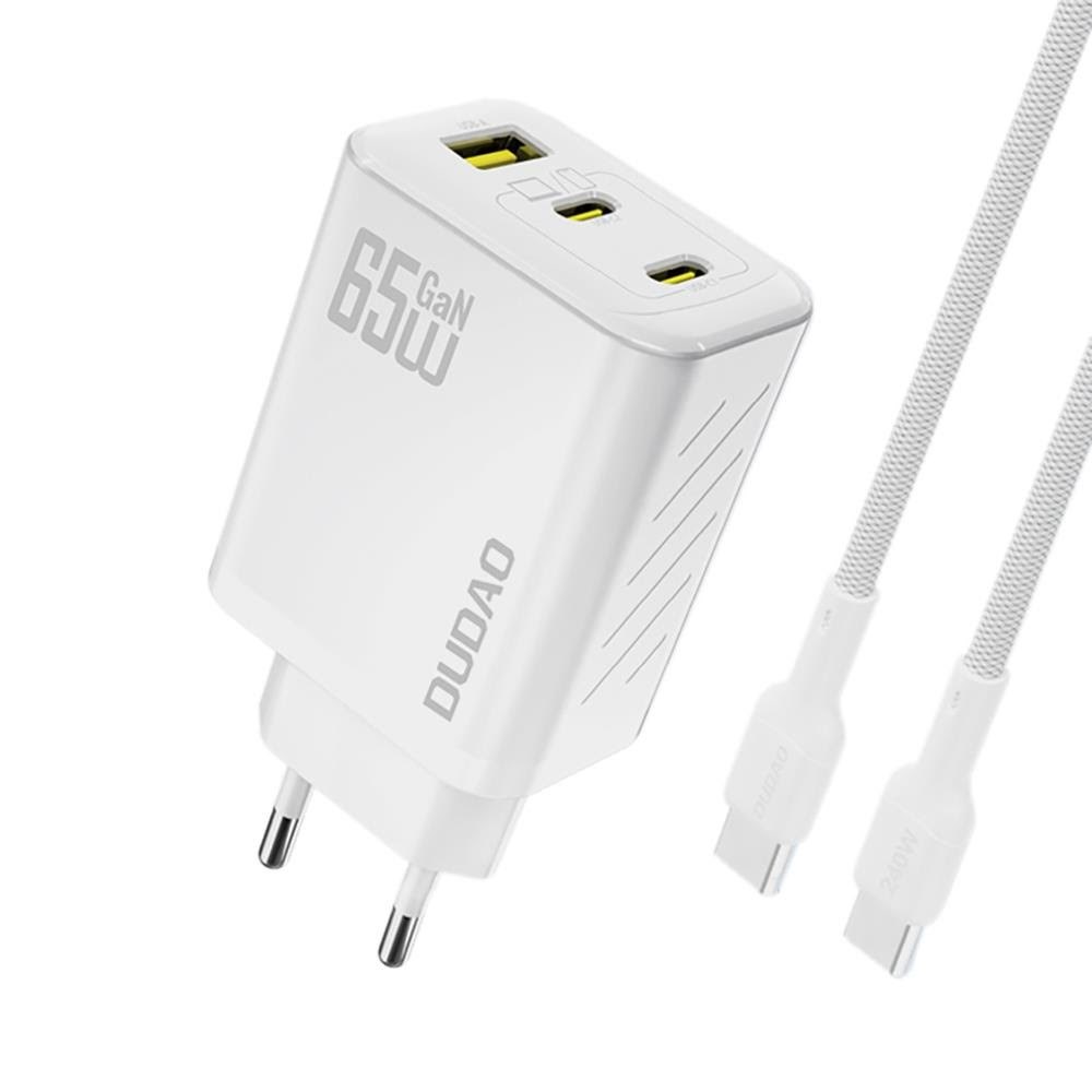 Dudao A29C 65W GaN Wall Charger + USB-C Cable - White Mobil Oplader 6976625334926