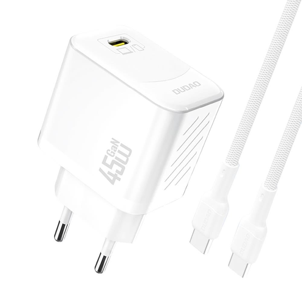 Dudao A28C 45W GaN Wall Charger + USB-C Cable - White Mobil Oplader 6976625334261