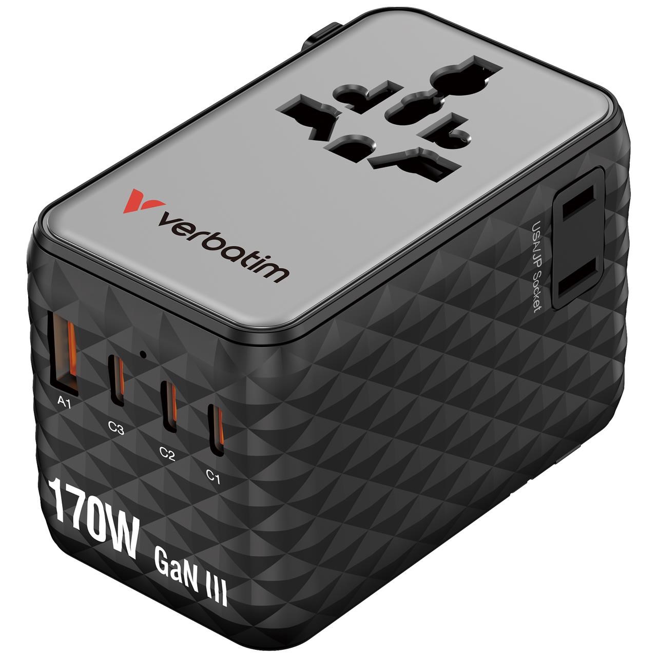 Verbatim Charge 'n' Travel 170W Universal Travel Adapter - Black Mobil Oplader 30190