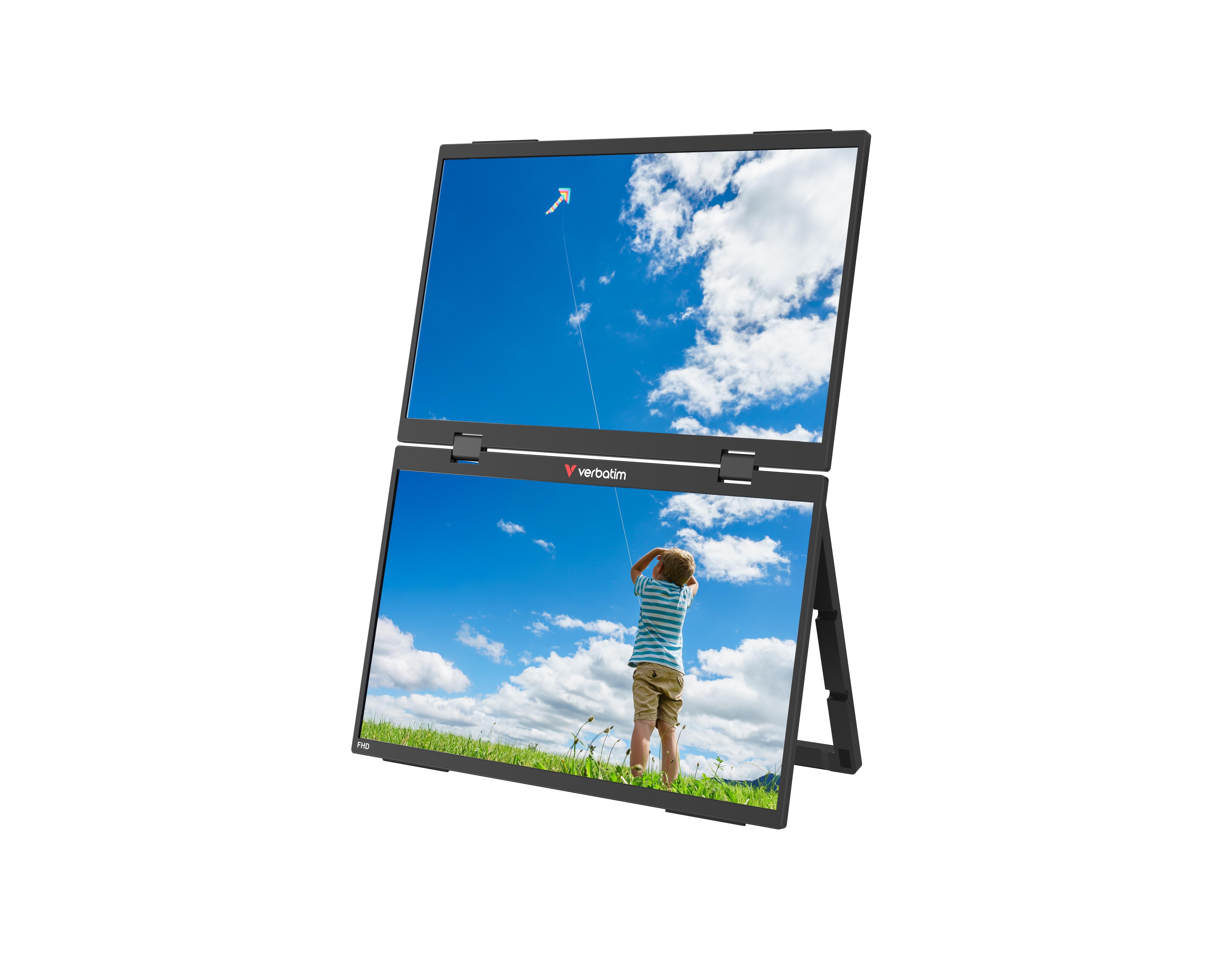 15.6" Verbatim Portable 15.6" FHD Dual Monitor Essentials Computerskærm Black 32403