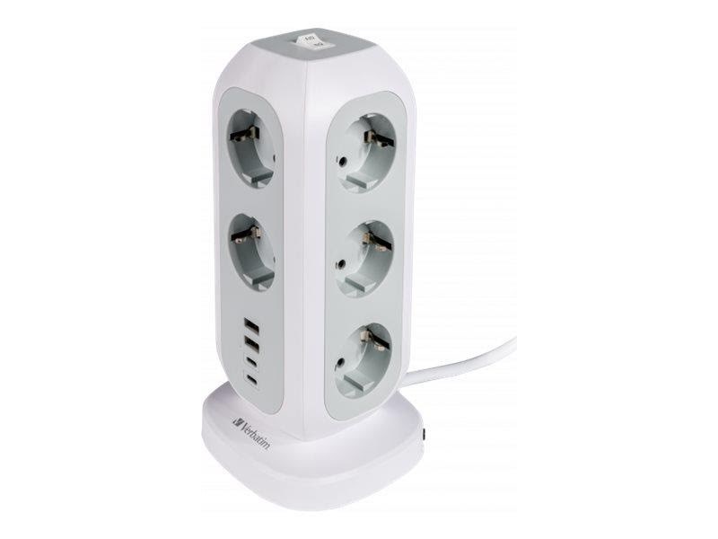 Verbatim EUPT-01 - power strip - 15-in-1 European multi plug extension - 3600 Watt Strømkabel Hvid 49547