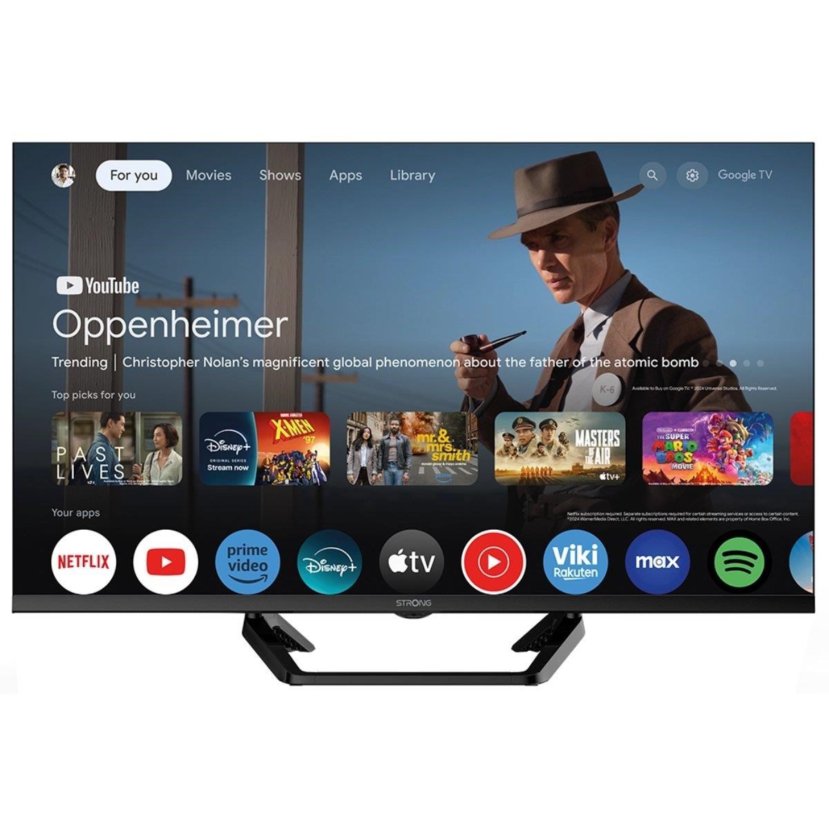 Strong 32" Fladskærms TV LED 720p High Dynamic Range 10 (HDR10) HD 12V GOOGLE TV Central Stand | HDR 10