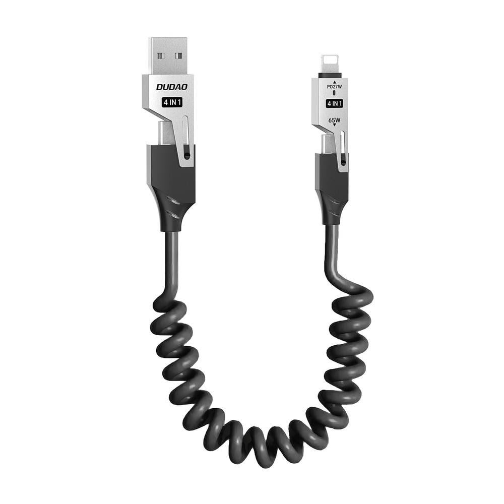 Dudao L20 Pro 4-in-1 USB-A / USB-C - Lightning / USB-C Cable - Black Usb Kabel Sort 6976625334797