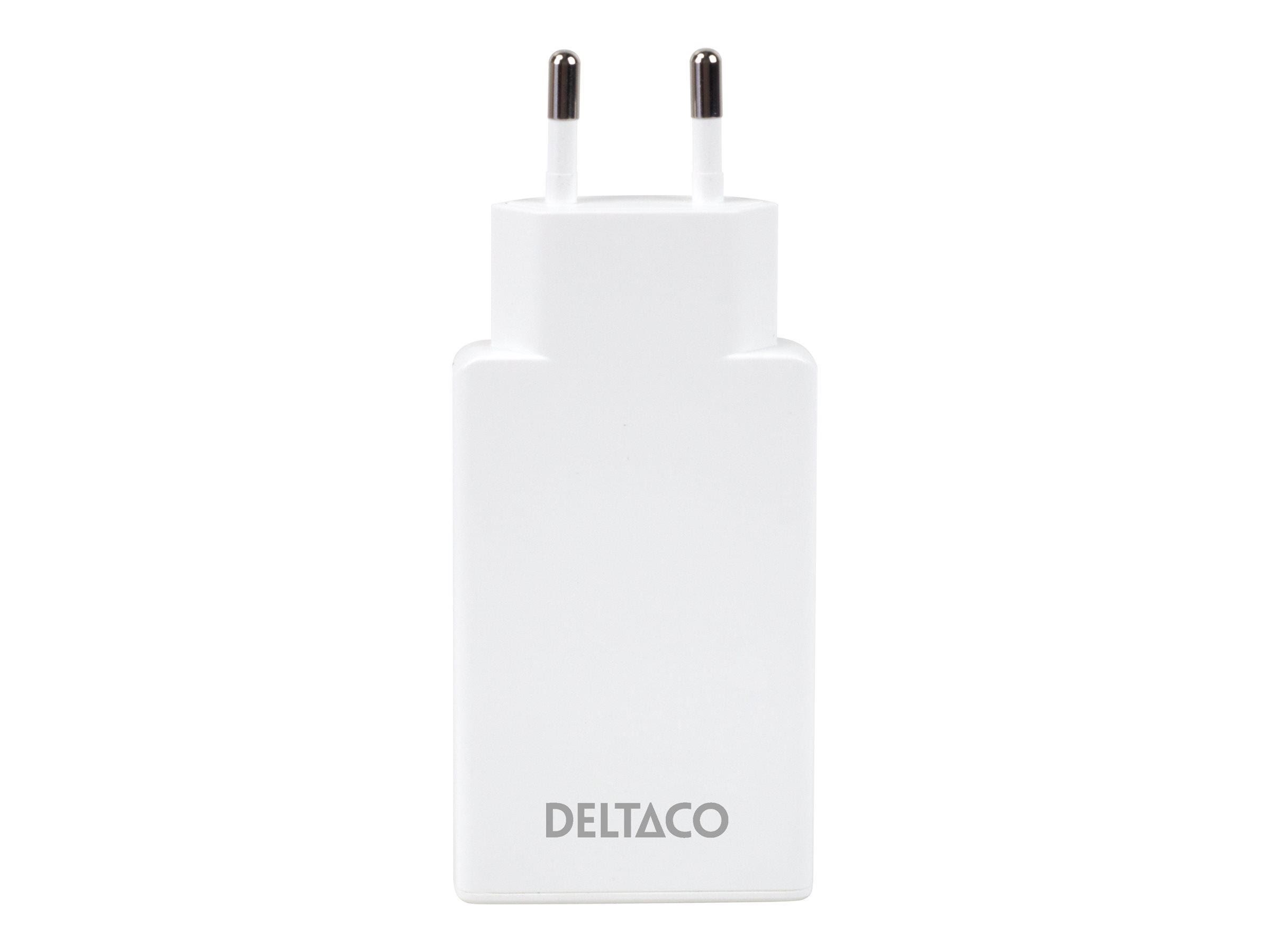 Deltaco Slim USB-C Wall Charger PD 67W | 2x USB-C | PPS + PD | White Mobil Oplader USBC-AC201