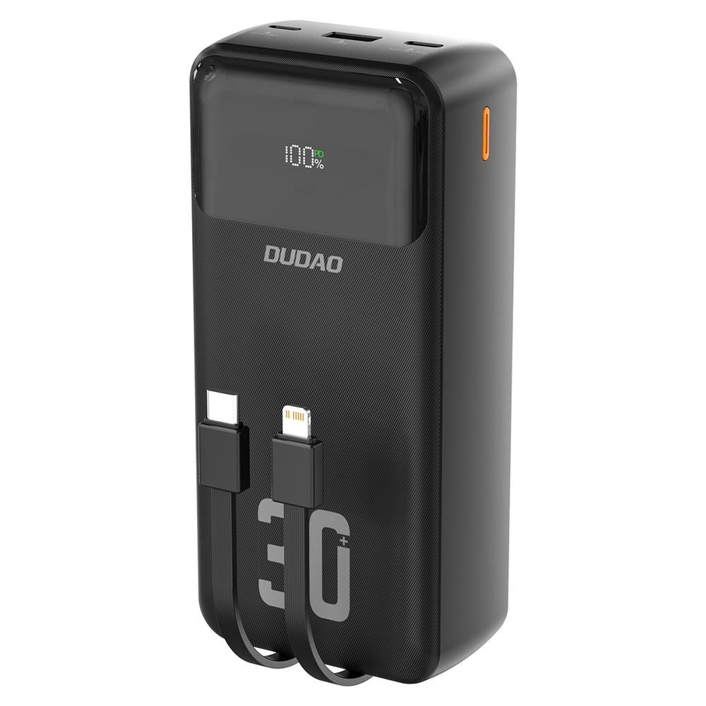 Dudao K15MAX PD 22.5W Powerbank with Built-in Cables - Black - 30000 mAh