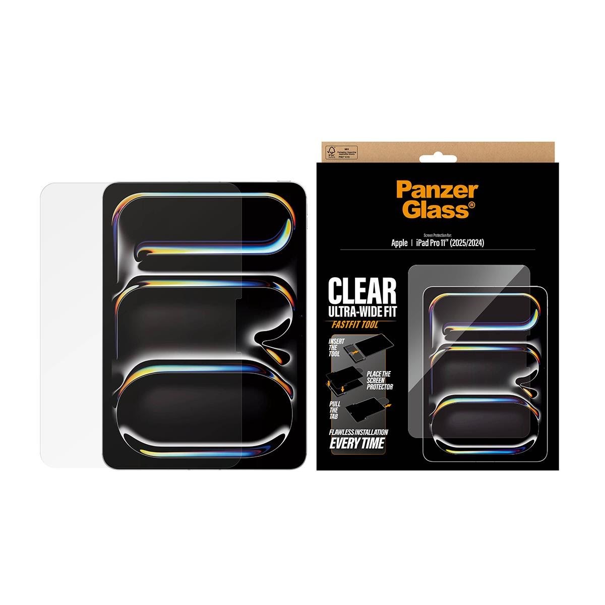 PanzerGlass Screen Protector iPad Pro 11" (2024-2025) | Ultra-Wide Fit w. Fastfit tool