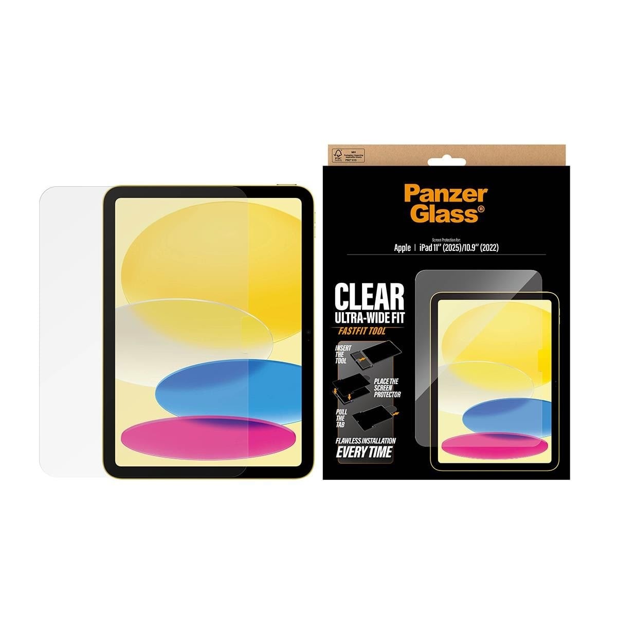 PanzerGlass Screen Protector iPad 11" (2025-2026) | 10.9" (2022) | Ultra-Wide Fit w. Fastfit tool