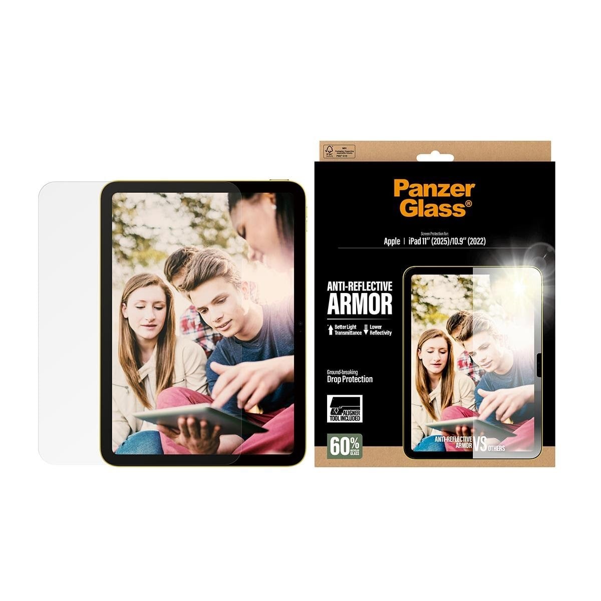 PanzerGlass Anti-Reflective Armor Screen Protector iPad 11" (2025) | 10.9" (2022) | Ultra-Wide Fit w. Fastfit tool