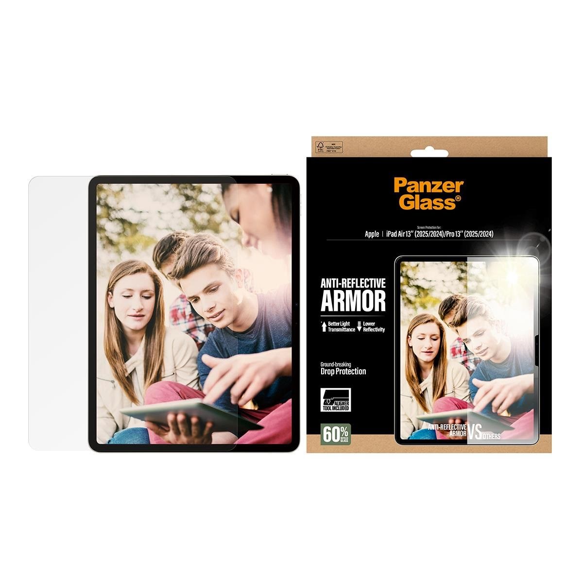 PanzerGlass Anti-Reflective Armor Screen Protector iPad Air 13" (2025-2024) | Pro 13" (2025-2024) | Ultra-Wide Fit w. Fastfit tool