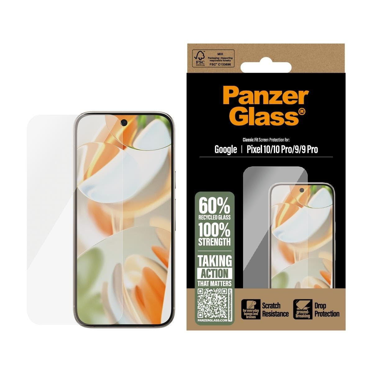 PanzerGlass Screen Protector Google Pixel 10 | 10 Pro | 9 | 9 Pro | Classic Fit