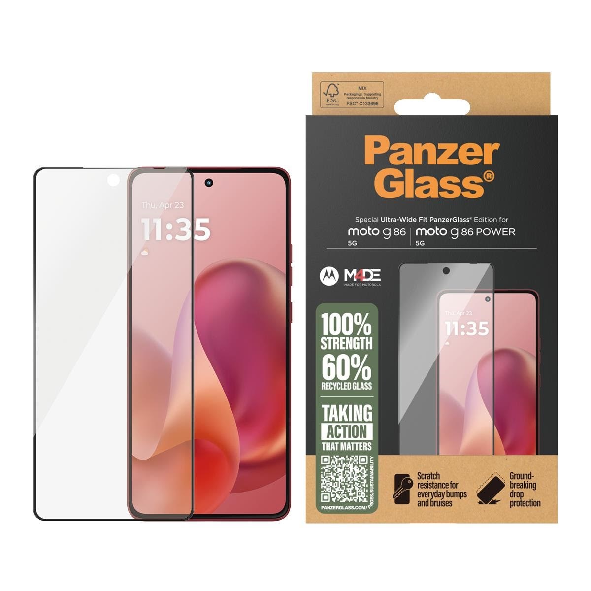 PanzerGlass Screen Protector Motorola moto g86 5G | moto g86 POWER 5G | Ultra-Wide Fit Beskyttelsesglas PG14879