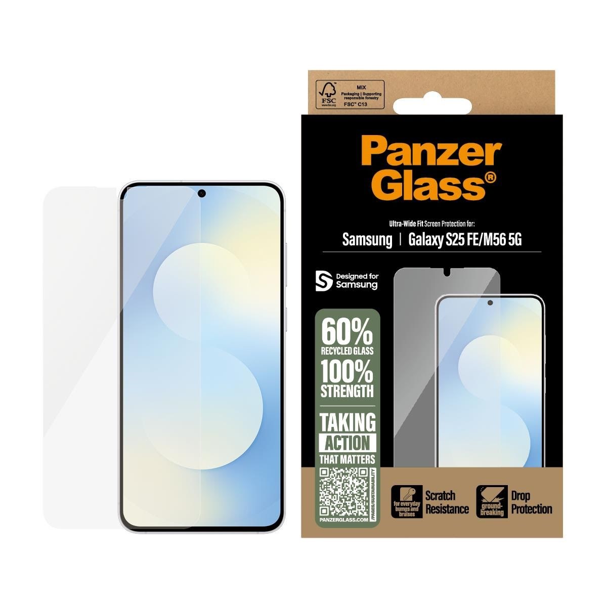 PanzerGlass Screen Protector Samsung Galaxy S25 FE 5G | M56 5G | Ultra-Wide Fit