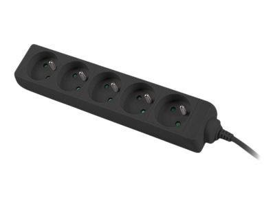 Lanberg - power strip - 2500 Watt Strømkabel Sort PS0-05E-0100-IEC-BK