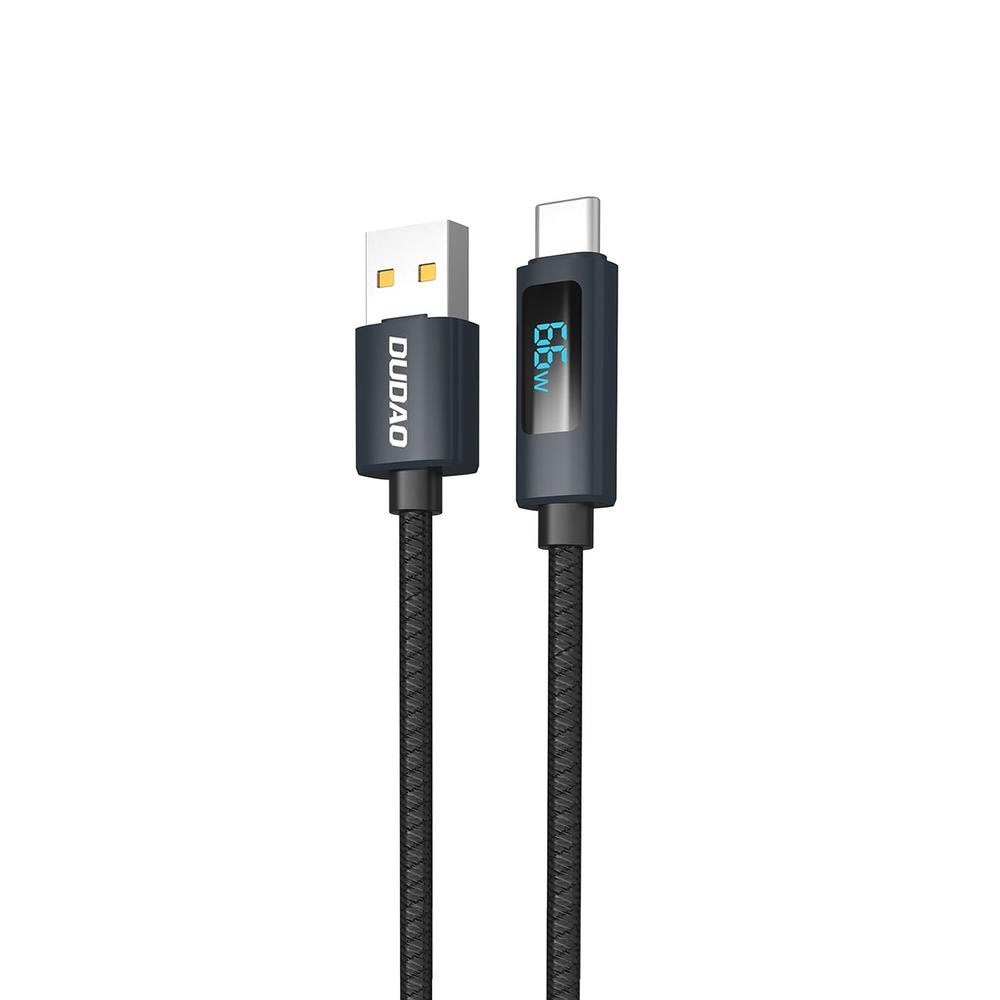 Dudao L7T USB-A - USB-C 66W Cable with LED Display 1m - Black Usb Kabel Sort 6976625334407