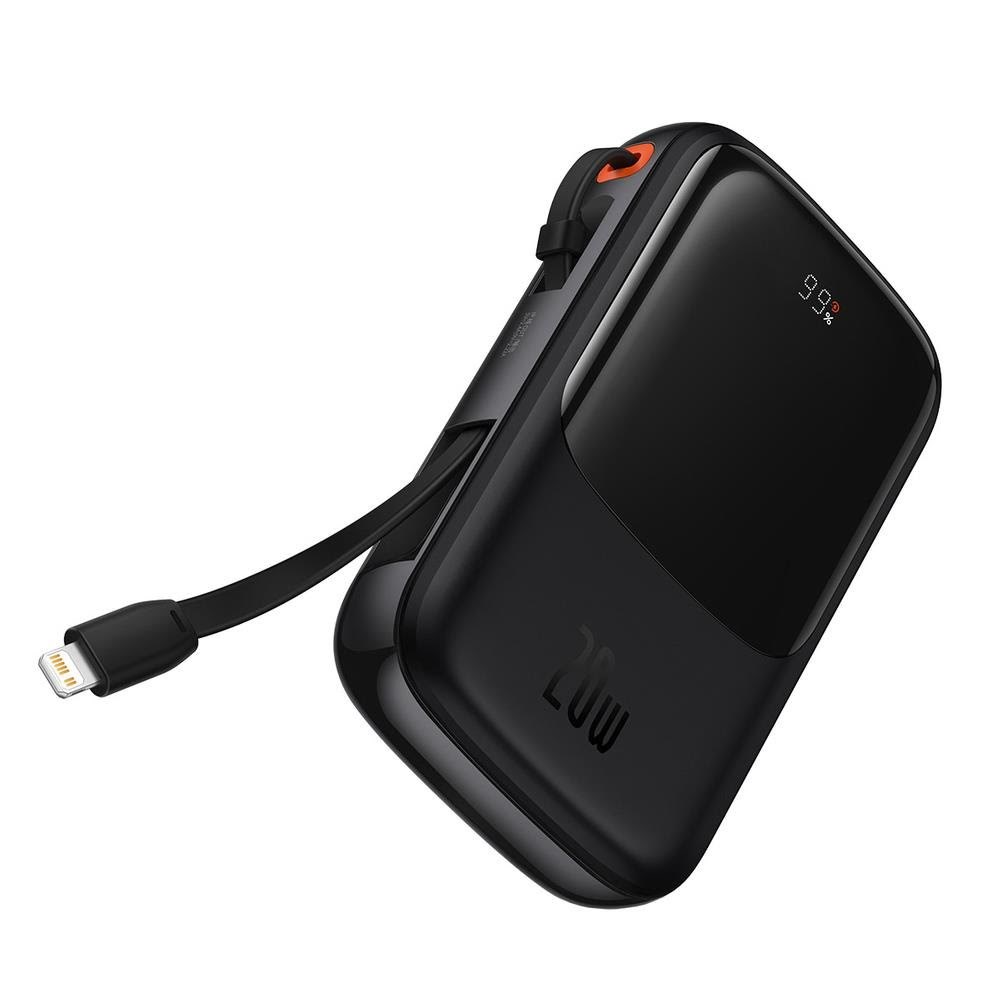 Baseus Powerbank 10000mAh 20W Qpow Pro Overseas Edition + USB C 3A Cable - Black - 10000 mAh Powerbank Sort PPQD060001