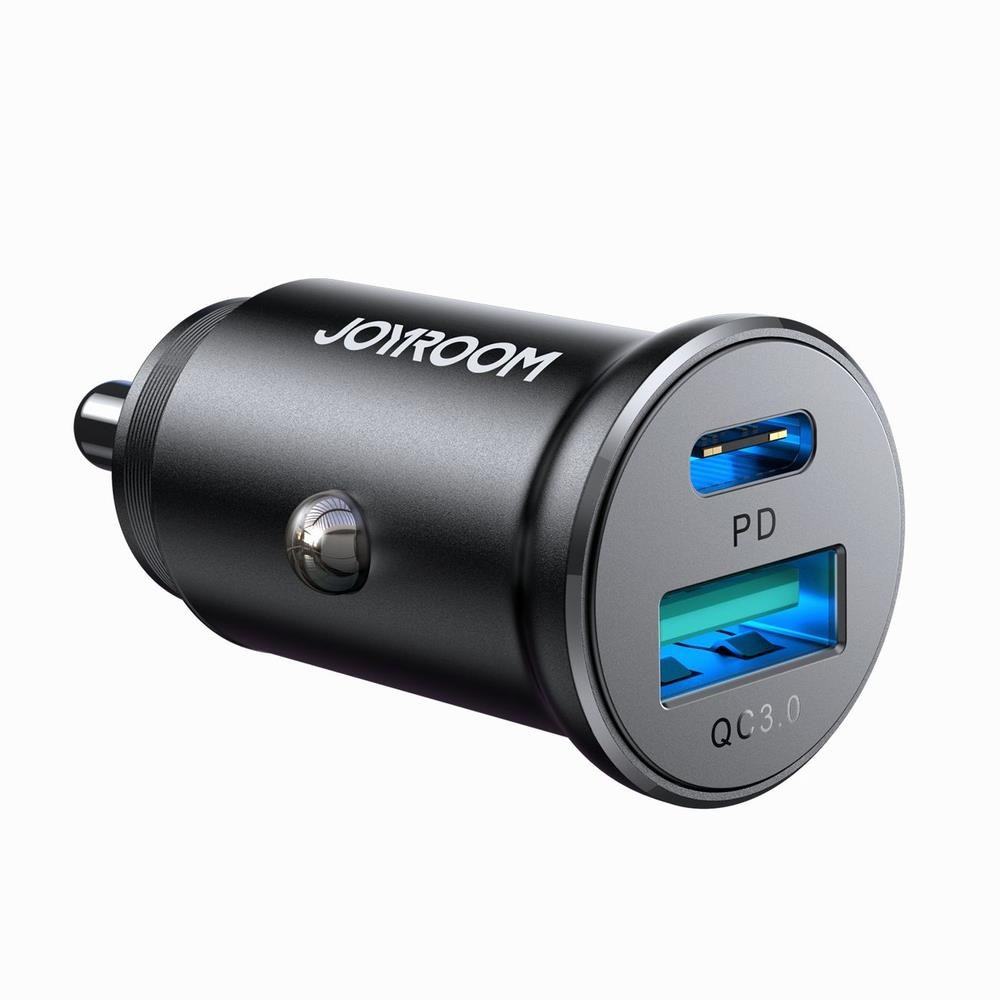 Joyroom JR-CCN05 30W USB-A USB-C mini car charger - black Mobil Oplader 6941237112064
