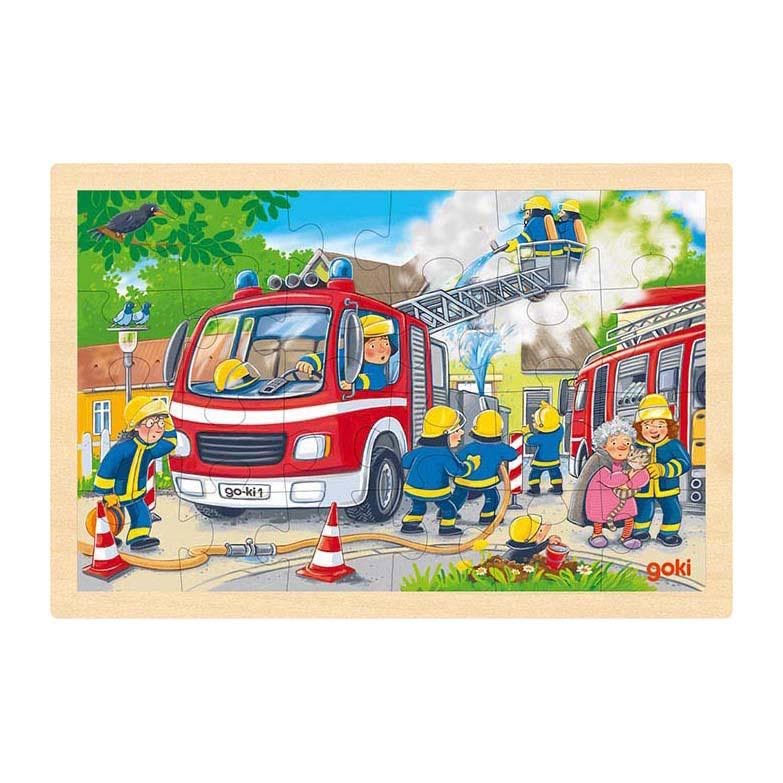 Goki Wooden Jigsaw Puzzle Fire Brigade 24 pcs. 2D Puslespil