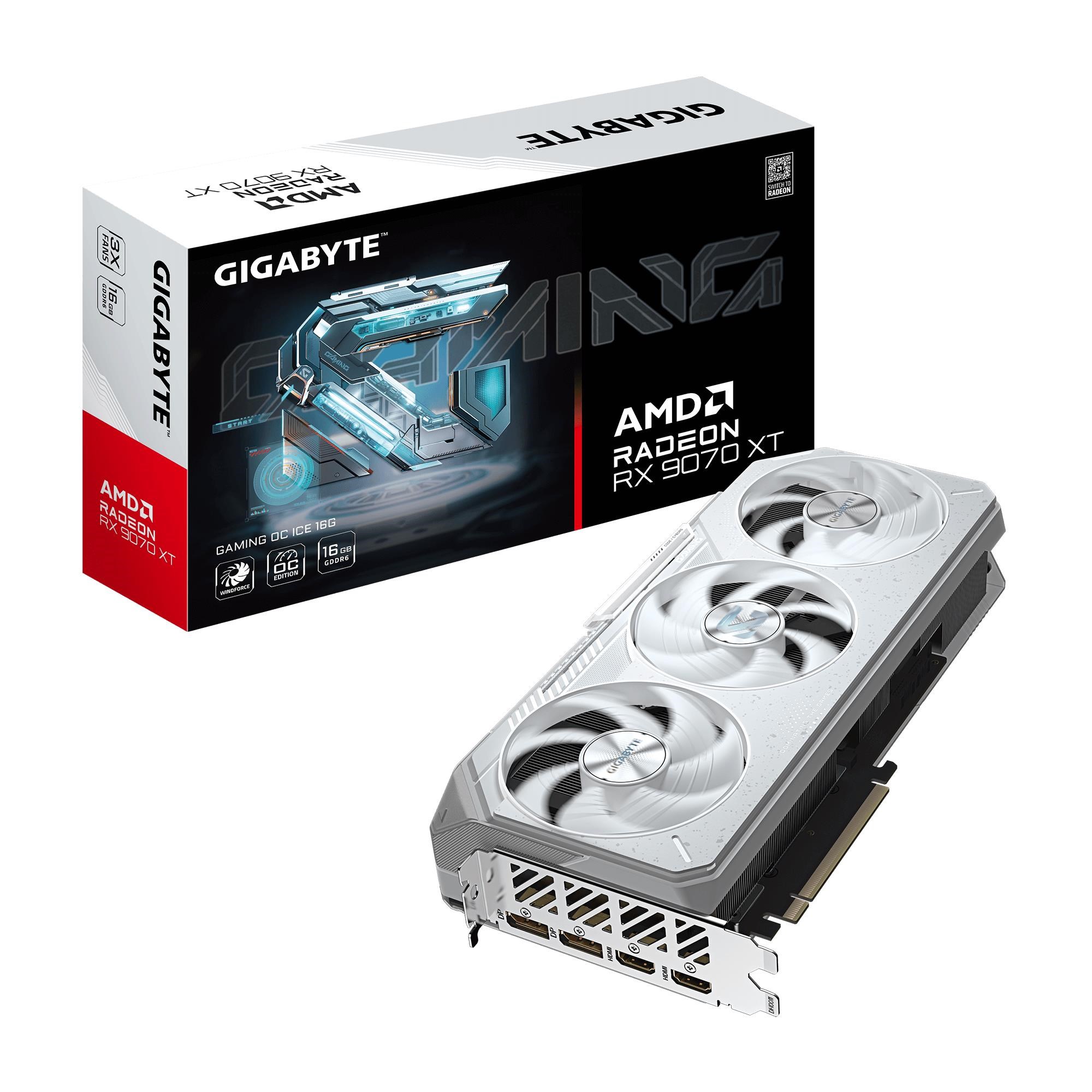 GIGABYTE Radeon RX 9070 XT GAMING OC ICE - 16GB GDDR6 RAM - Grafikkort Grafikkort Hvid GV-R907XGAMINGOCICE-16GD