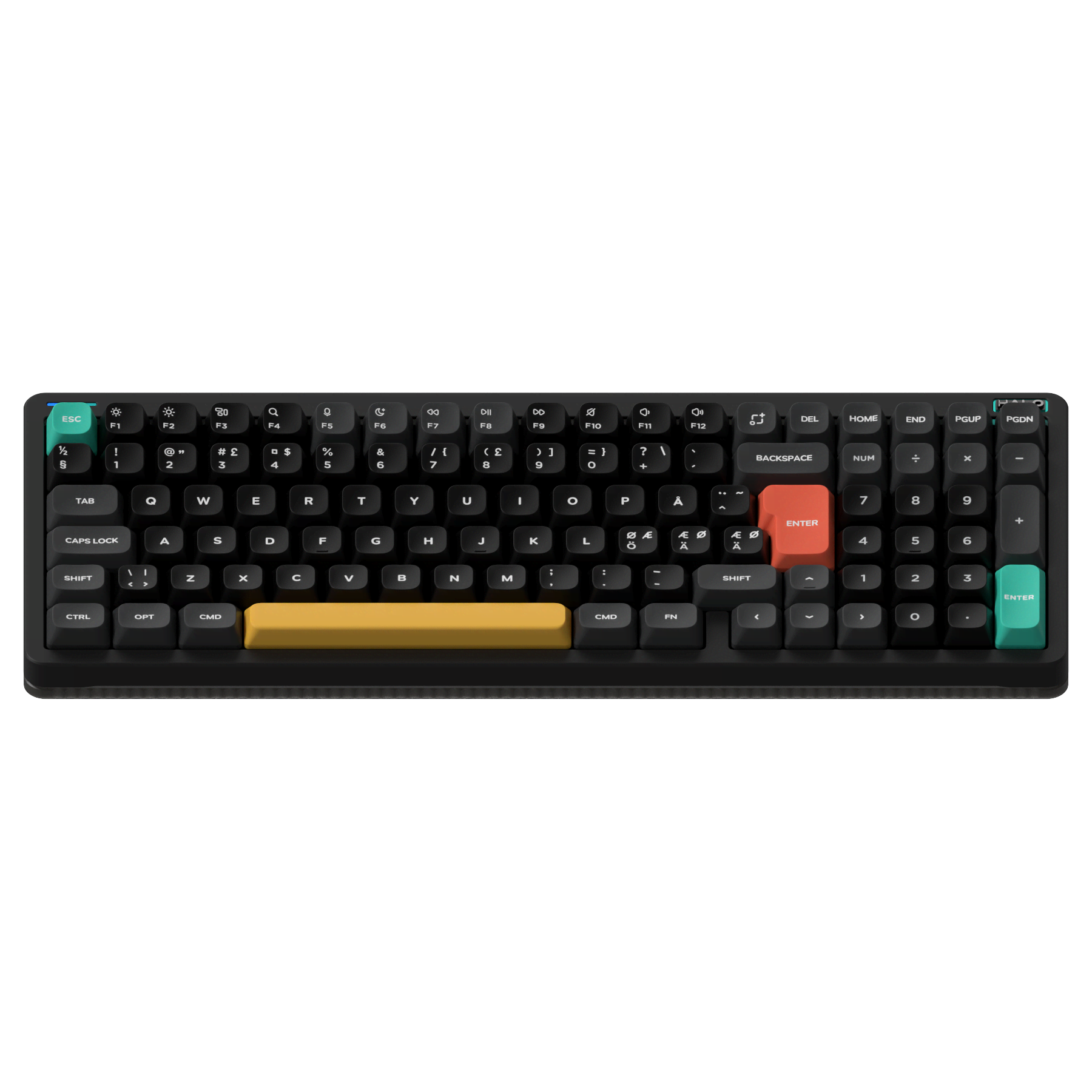 NuPhy Halo96 V2 Obsidian Black - Lemon - Gaming Tastatur - Nordisk - Sort Tastatur 0205069