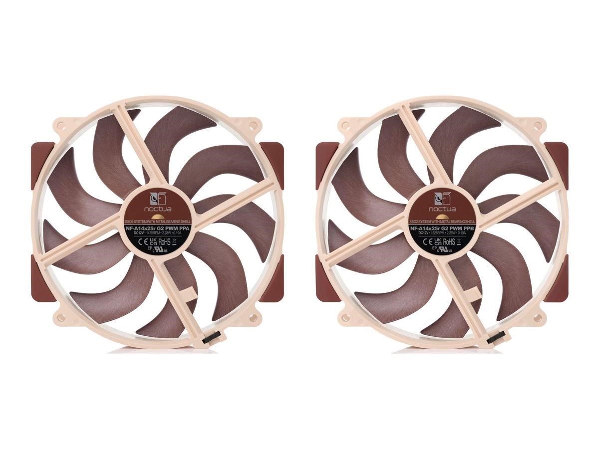 Noctua NF-A14X25R G2 PWM SX2 PP - system fan kit - Kabinet køler - 140mm - Brun Kabinetkøler NF-A14x25r G2 PWM Sx2-PP
